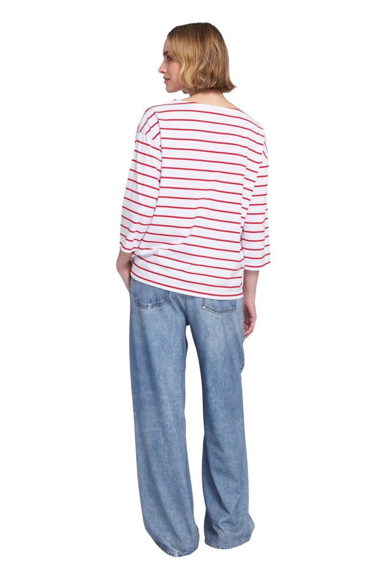 Striped Tee With Graphic Top, Alternate, color, Red/White