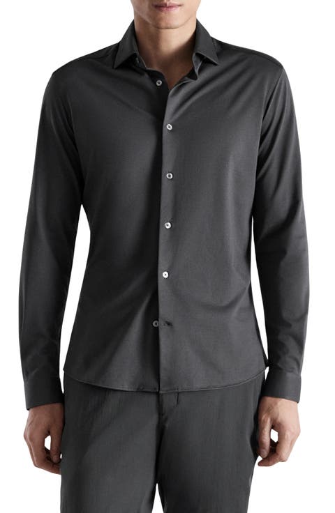 Slim Fit Cotton Blend Button-Up Shirt