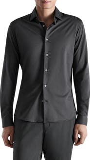 MANGO Slim Fit Cotton Blend Button-Up Shirt