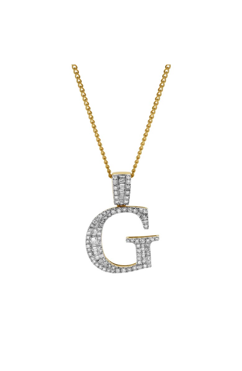 LuvMyJewelry G Initial Diamond Pendant 10K Yellow Gold - 0.64 Carats, Alternate, color,