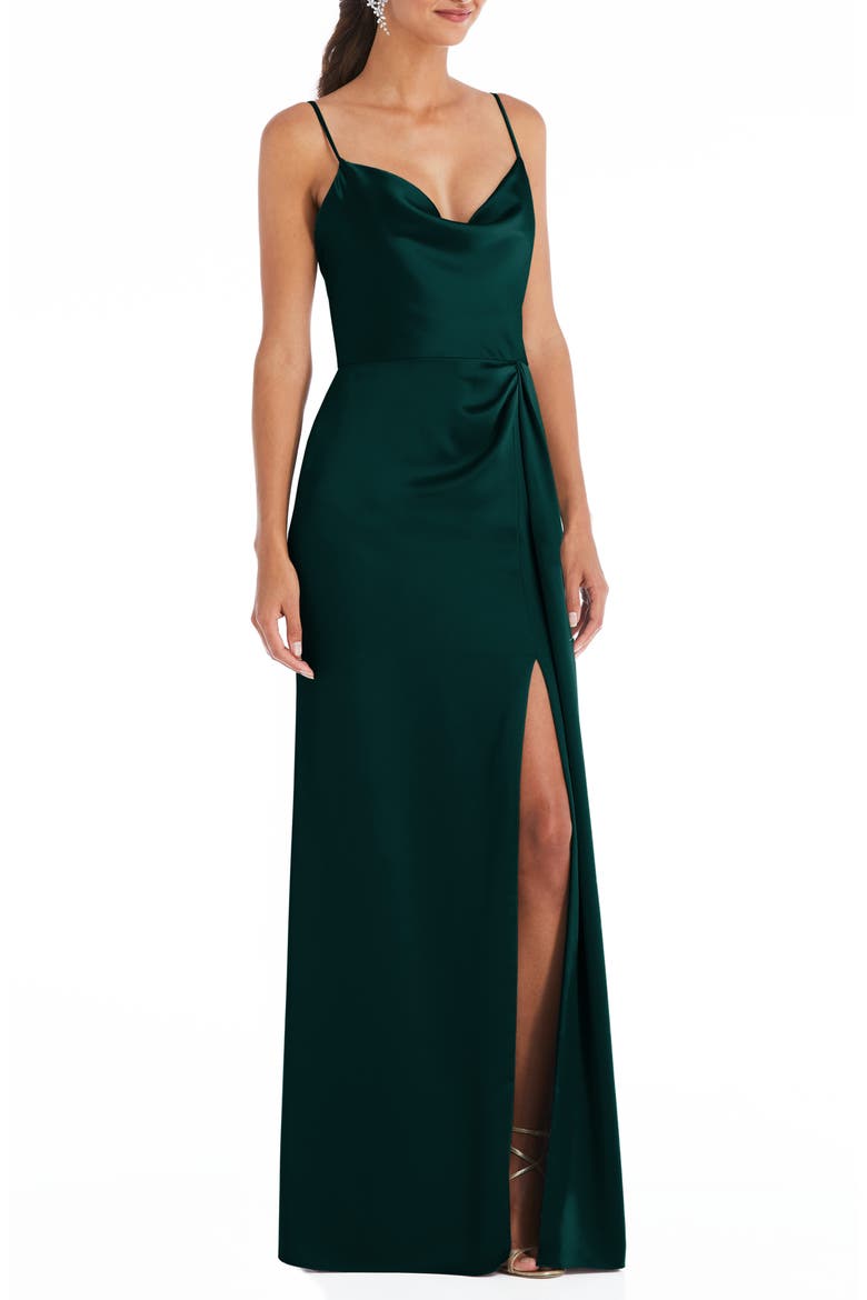 Cowl Neck Evening Gown, Main, color, EVERGREEN