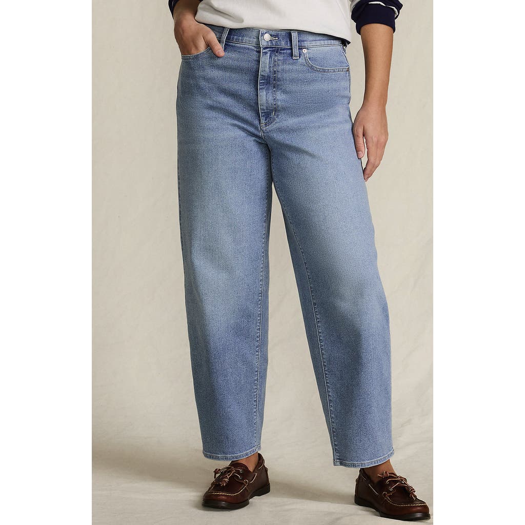 Lands' End Recover High Rise Barrel Leg Ankle Jeans In Multi