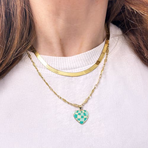 The Lovery Fine Jewelry Teal Enamel Heart Charm In Blue