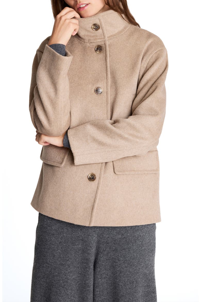 Brushed Wool Blend Short Coat, Main, color, NUTMEG