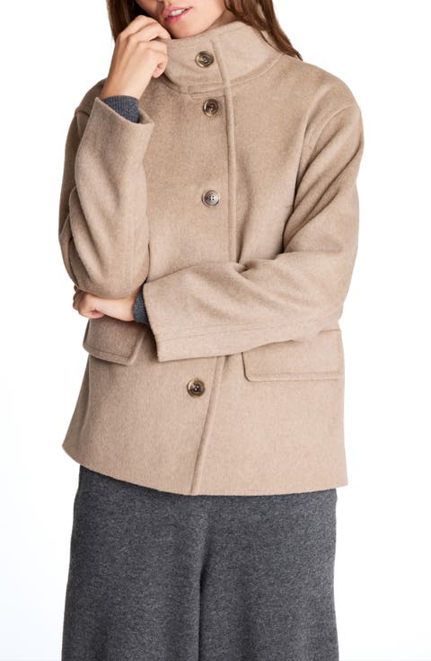 Brushed Wool Blend Short Coat