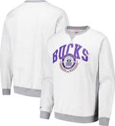 Mitchell & Ness Men's Mitchell & Ness Heather Gray Milwaukee Bucks Vintage Logo Pullover Sweatshirt