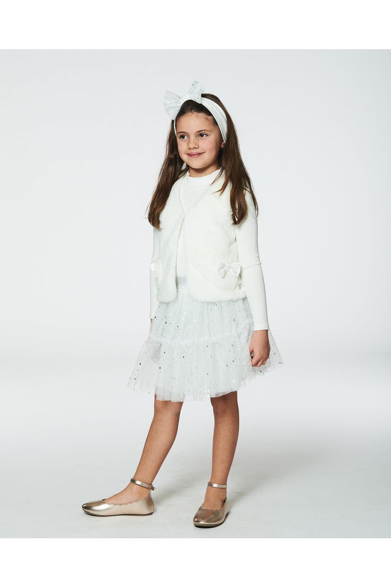 Little Girl's Faux Fur Vest Off White, Alternate, color, Off White