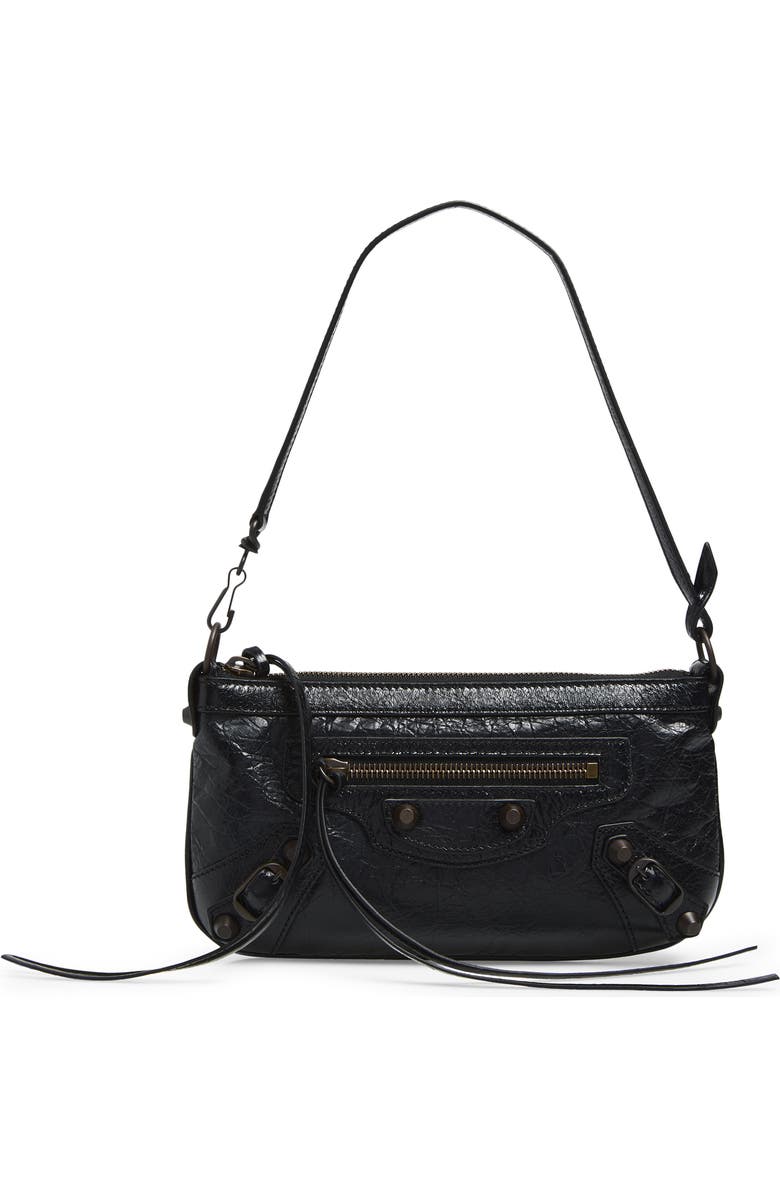 Balenciaga Le City Leather Pouch Shoulder Bag, Main, color, 1000 Black