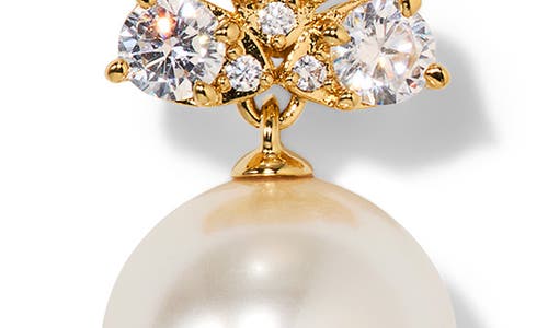Nadri Faux Pearl & Cubic Zirconia Drop Earrings In Metallic