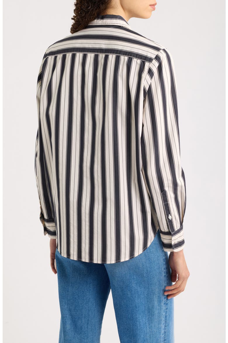 Eileen Relaxed Striped Button-Up Shirt, Alternate, color, BLACK AND CREAM STRIPE