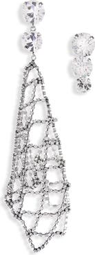 Isabel Marant Crystal Mesh Asymmetric Drop Earrings