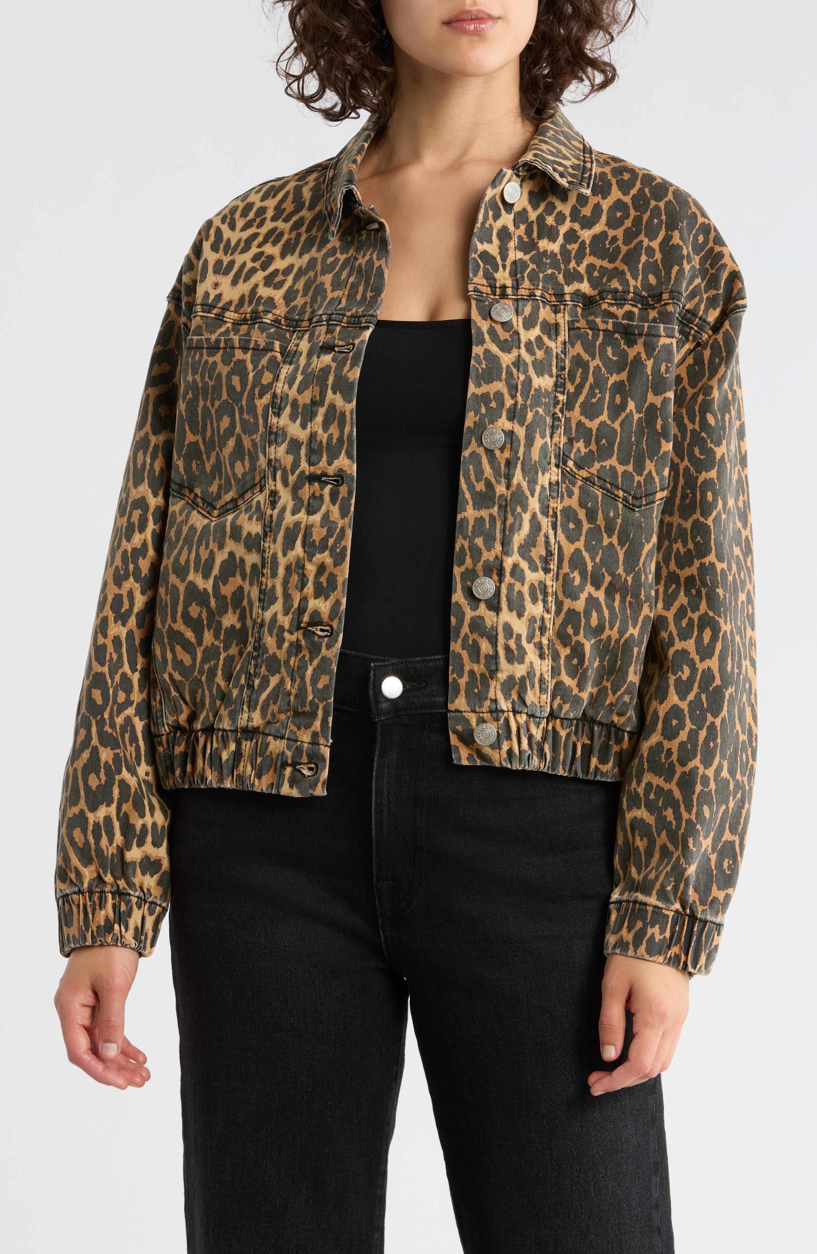 DR2 by Daniel Rainn Leopard Print Oversize Trucker Jacket