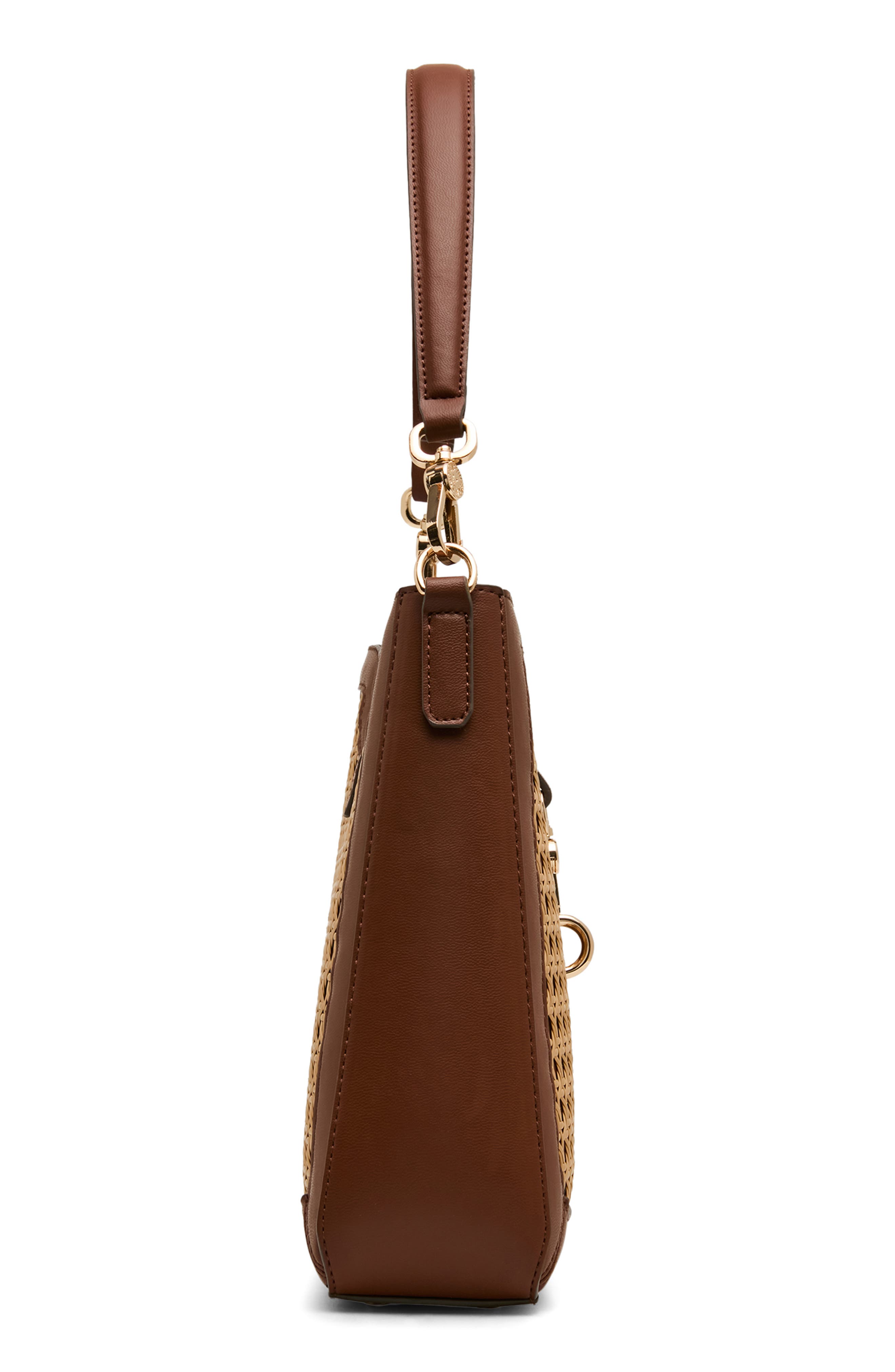 Straw Bucket Bag, Alternate, color, NATURAL-WALNUT