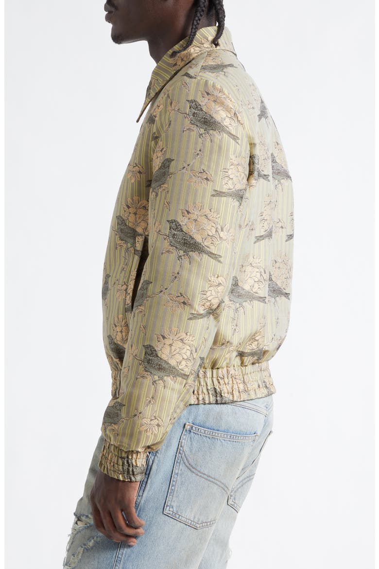 Striped Floral Print Blouson Zip Jacket, Alternate, color, FOREST ARCHIVED