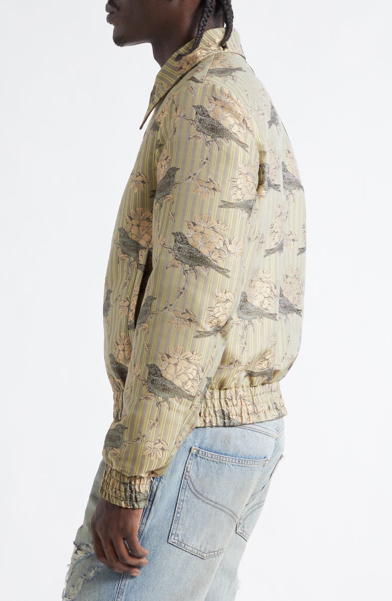 AMIRI Striped Floral Print Blouson Zip Jacket, Alternate, color, Forest Archived