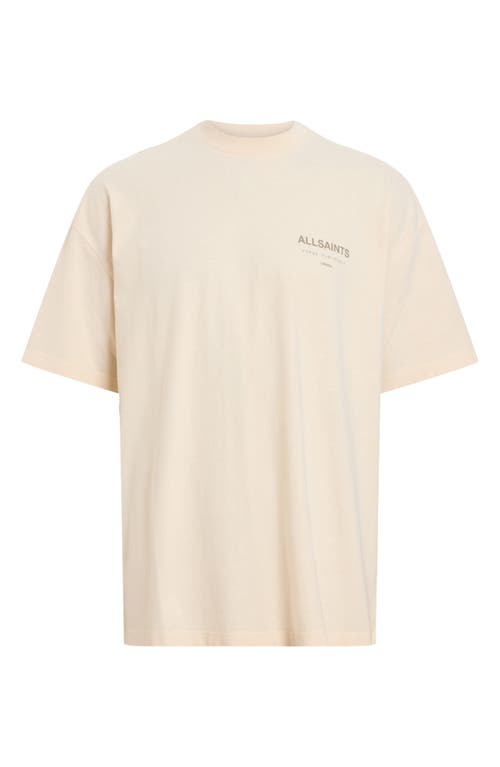 Allsaints Mens Underground Logo-print Relaxed-fit Cotton T-shirt Sandy White In Pink