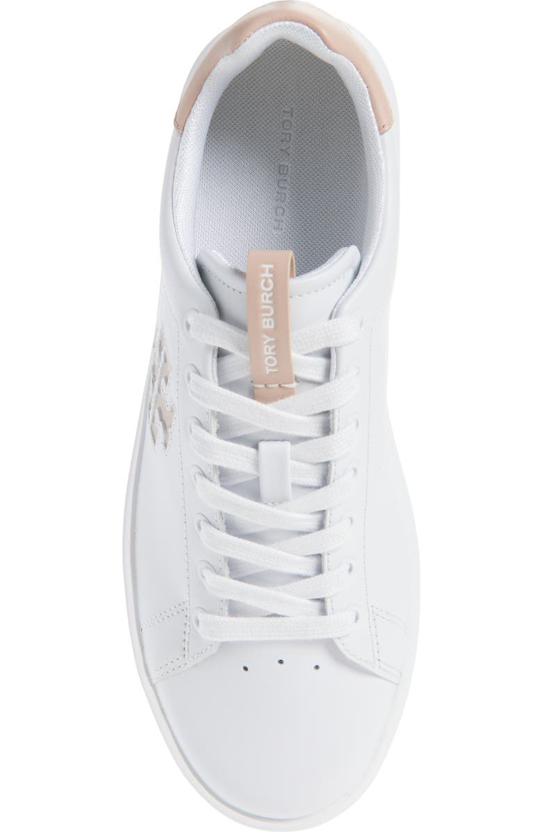 Tory Burch Double T Howell Court Sneaker, Alternate, color, Titanium White / Shell Pink