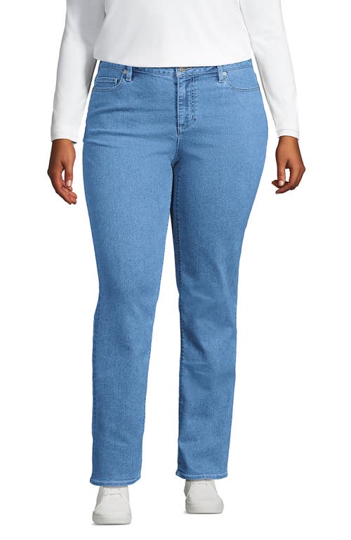 LANDS' END LANDS' END RECOVER MID RISE STRAIGHT LEG BLUE JEANS