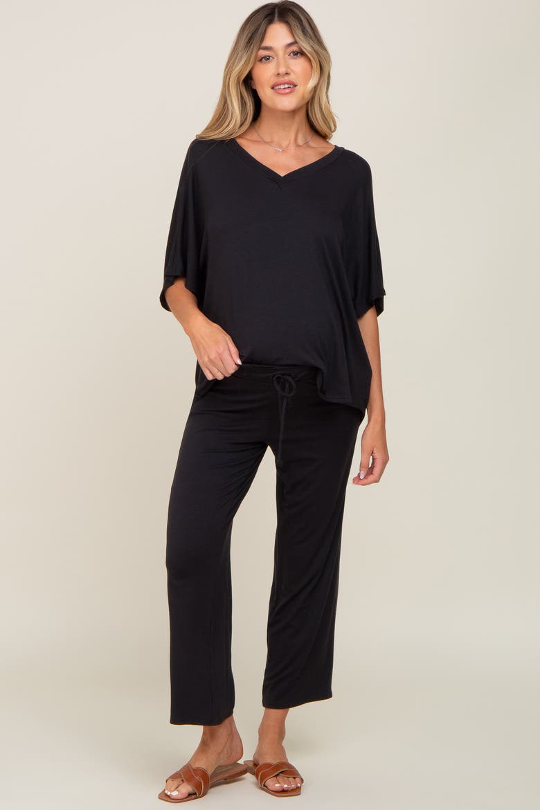 Cropped Pant Maternity Set, Alternate, color, Black