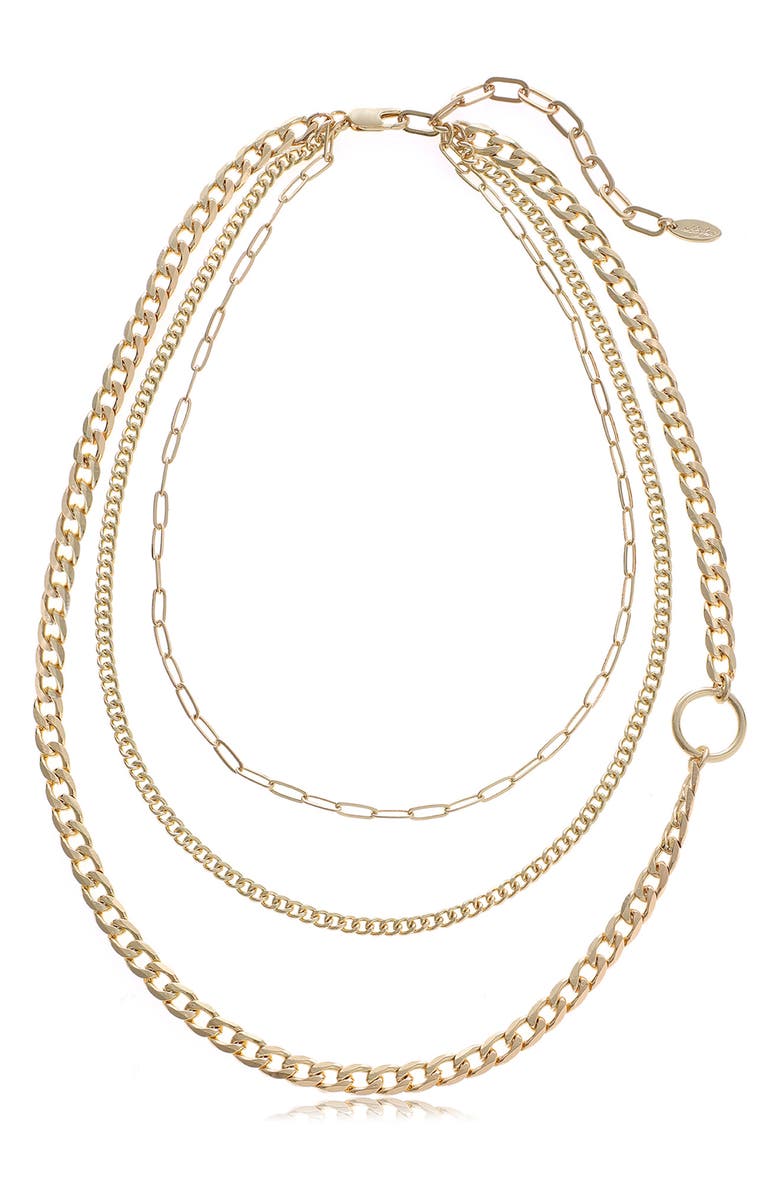 Ettika Triple Chain Layered Necklace, Main, color, Gold