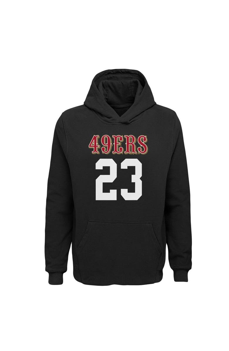 Outerstuff Youth Christian McCaffrey Black San Francisco 49ers Mainliner Player Name & Number Pullover Hoodie, Alternate, color,