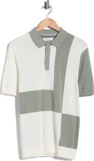 DENIM AND FLOWER Geometric Cotton Knit Polo