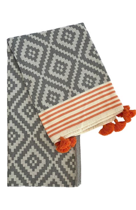 Merida Gray - Orange Turkish Towel / Blanket