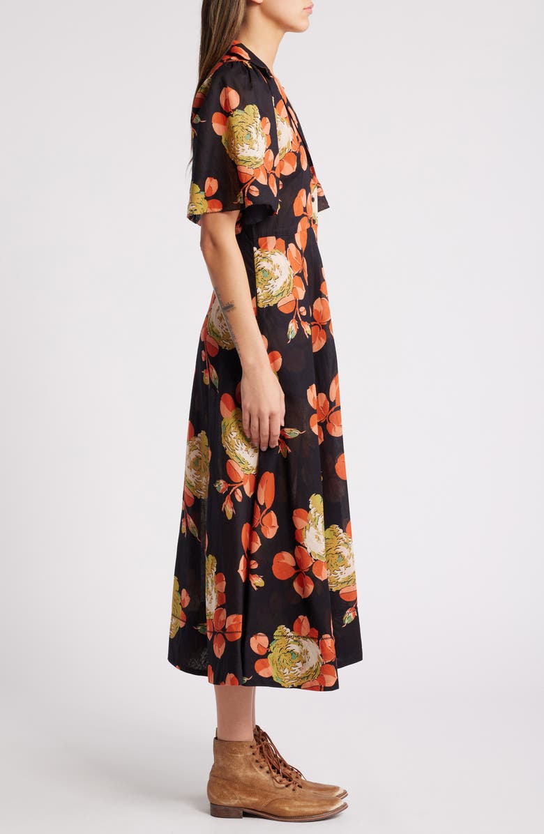 THE GREAT. The Bridge Floral Print Dress, Alternate, color, Cabbage Rose Print