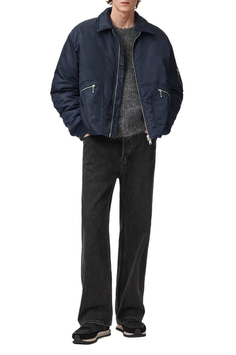 Fallon Nylon Bomber Jacket, Alternate, color, MOONLIT BLUE