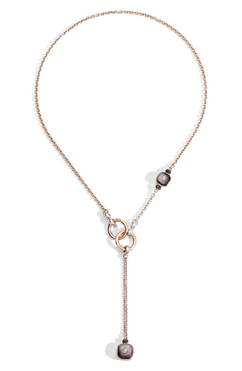 Pomellato Nudo Obsidian & Black Diamond Lariat Necklace, Main, color,