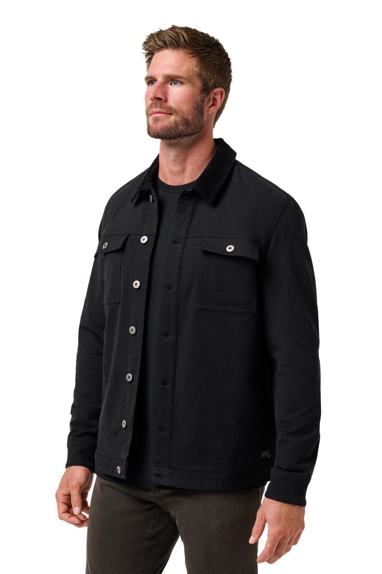 Cloud Denim Jacket with Corduroy Collar, Alternate, color, BLACK
