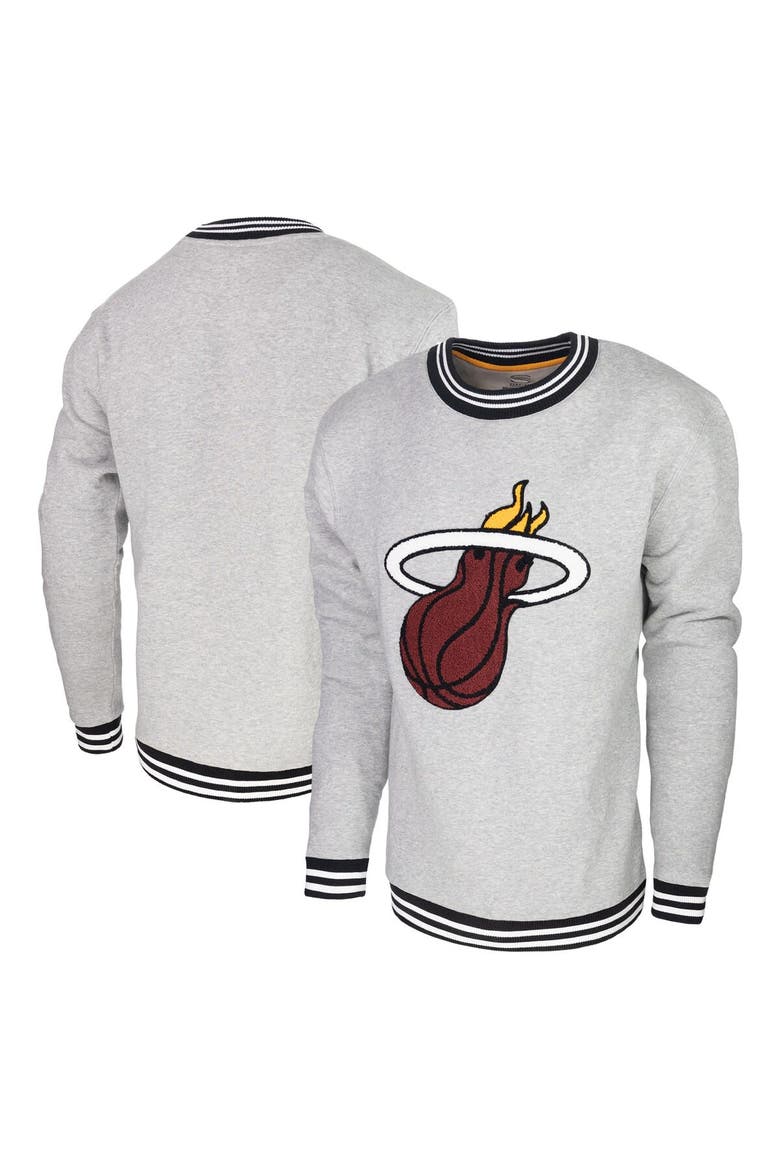 Men's Stadium Essentials Heather Gray Miami Heat Club Level Pullover Sweatshirt, Main, color, Heather Gray