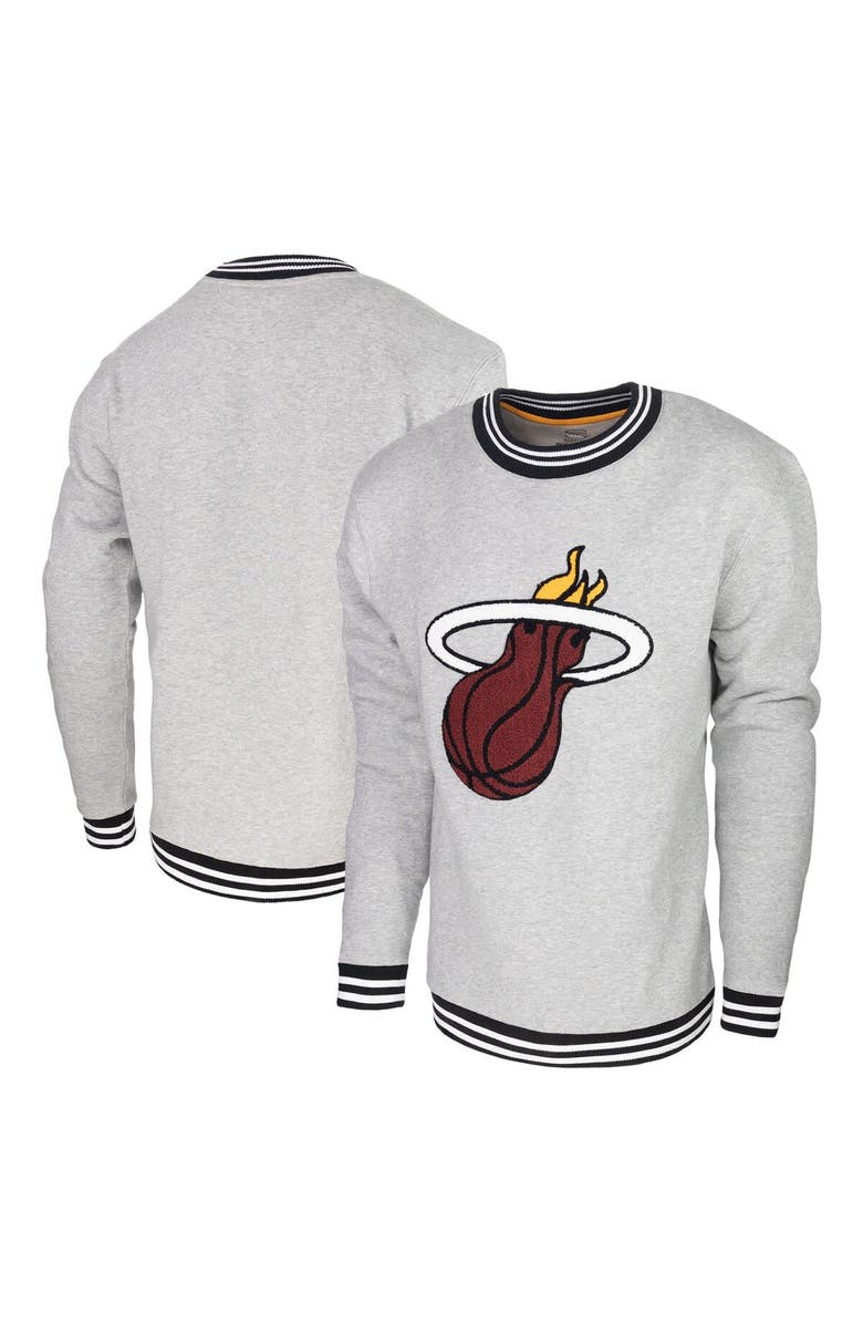 Stadium Essentials Men's Stadium Essentials Heather Gray Miami Heat Club Level Pullover Sweatshirt, Main, color, Heather Gray