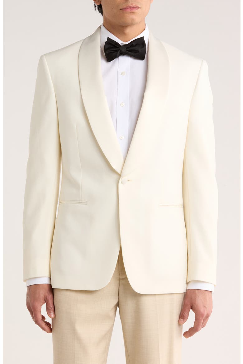 Satin Shawl Collar Tuxedo Jacket, Main, color, WHITE SOLID