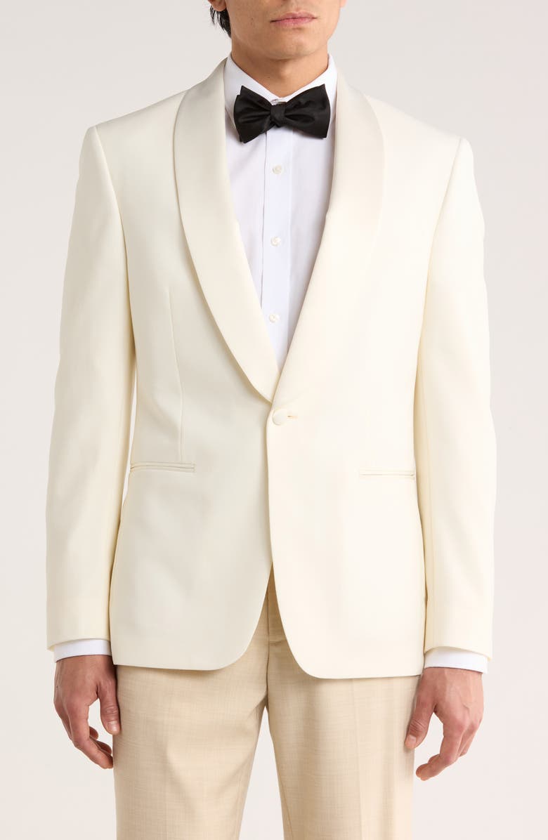 Tommy Hilfiger Satin Shawl Collar Tuxedo Jacket, Main, color, White Solid