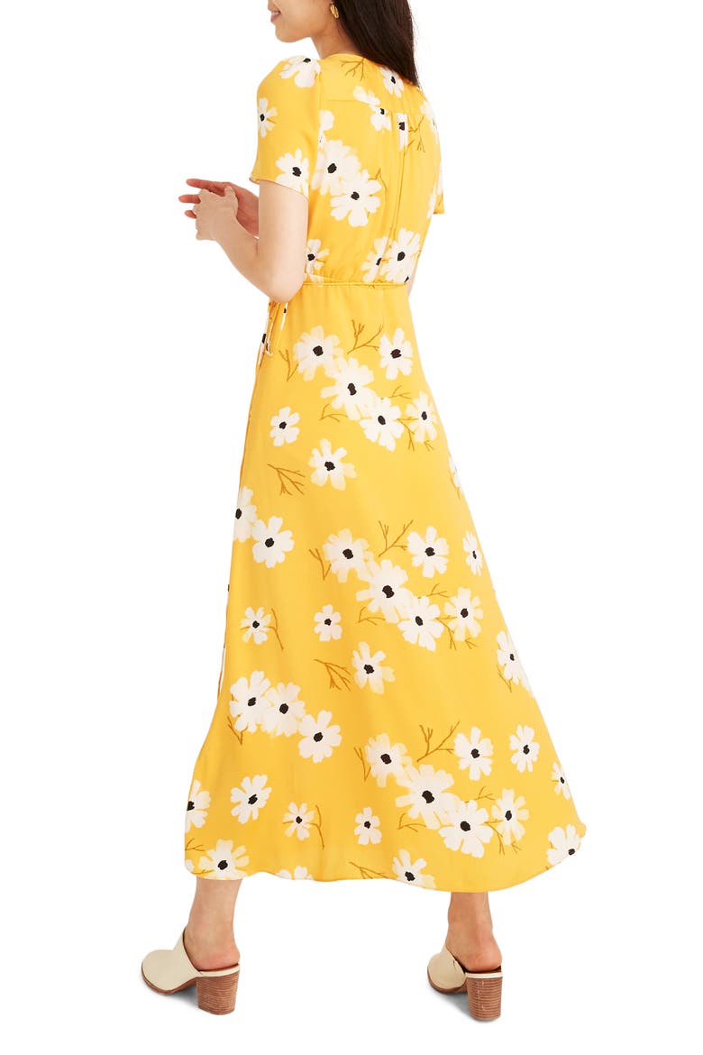 Ikat Floral Puff Sleeve Wrap Dress, Alternate, color, IKAT FLORAL GOLDEN LANTERN