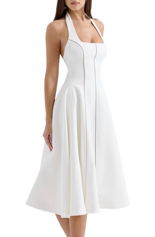 House Of Cb Loulou Halter Dress In Ivory