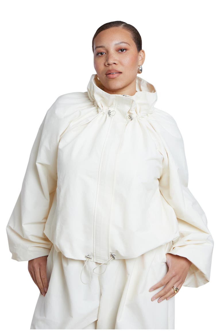 Cotton Blend Drawcord Bomber Jacket, Alternate, color, PAPYRUS