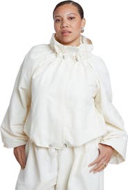 ELOQUII Cotton Blend Drawcord Bomber Jacket