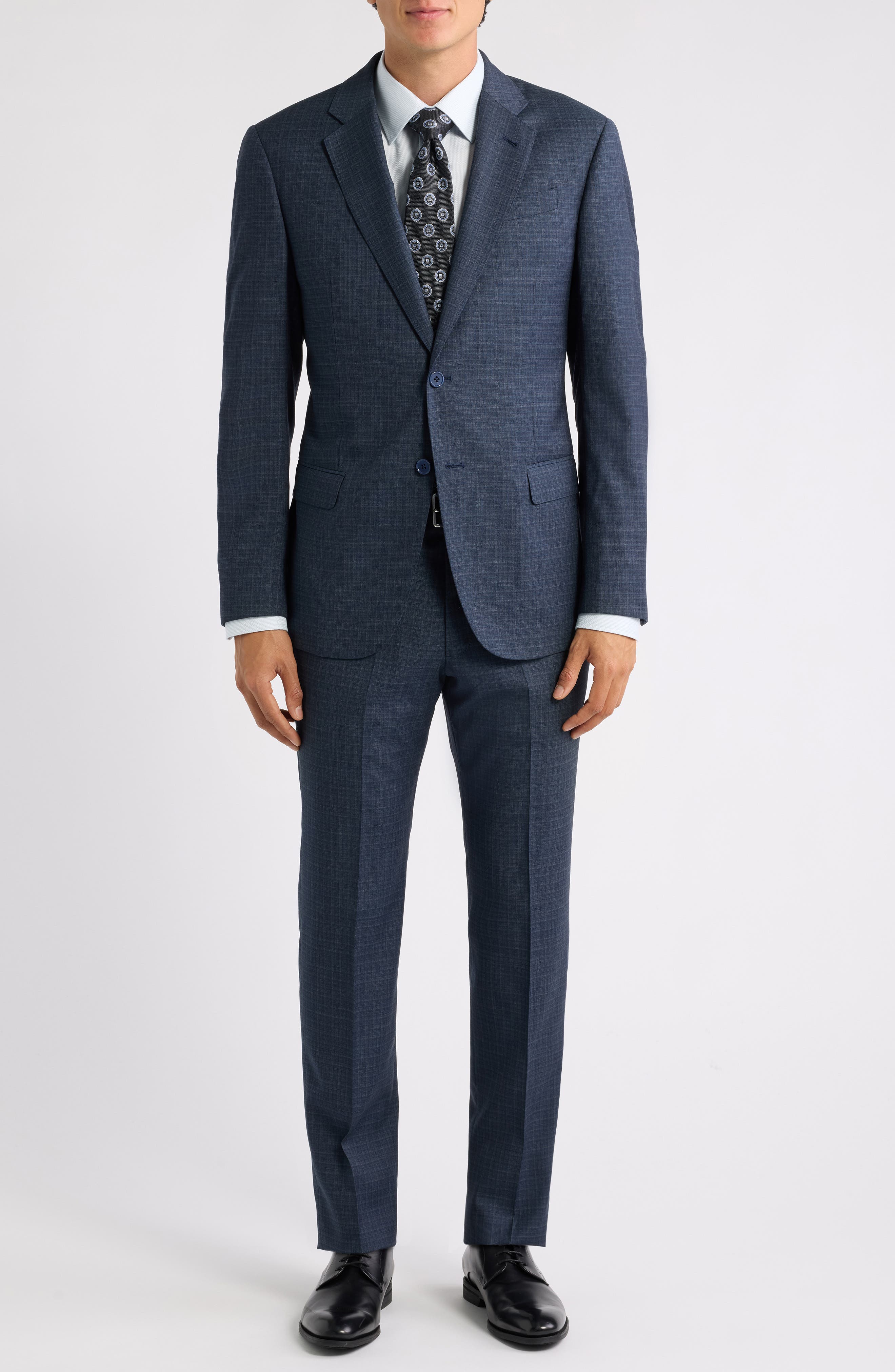 Emporio Armani Navy Check Virgin Wool Suit (Men) | Nordstrom