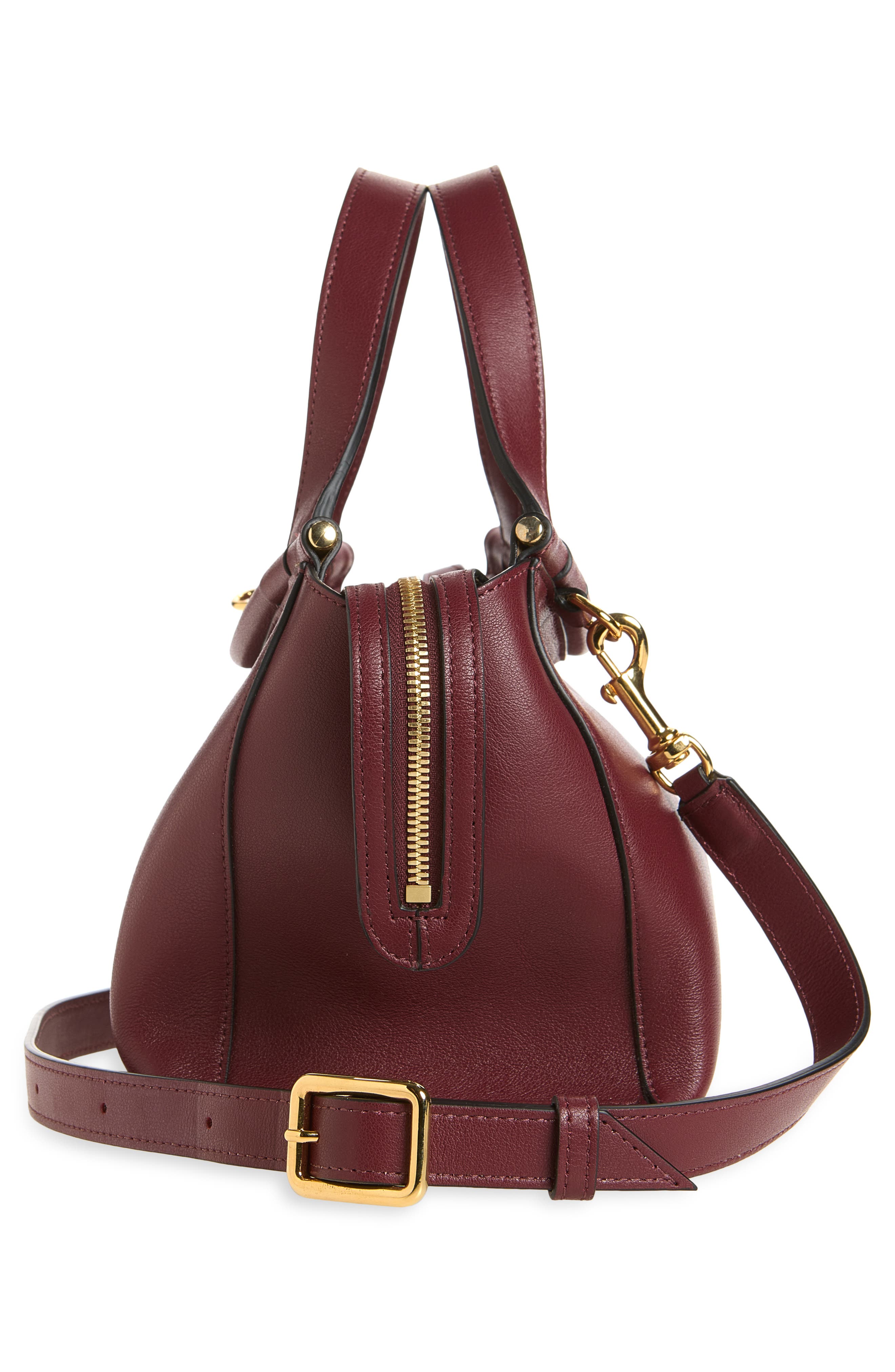Ida Leather Top Handle Bag, Alternate, color, BORDEAUX