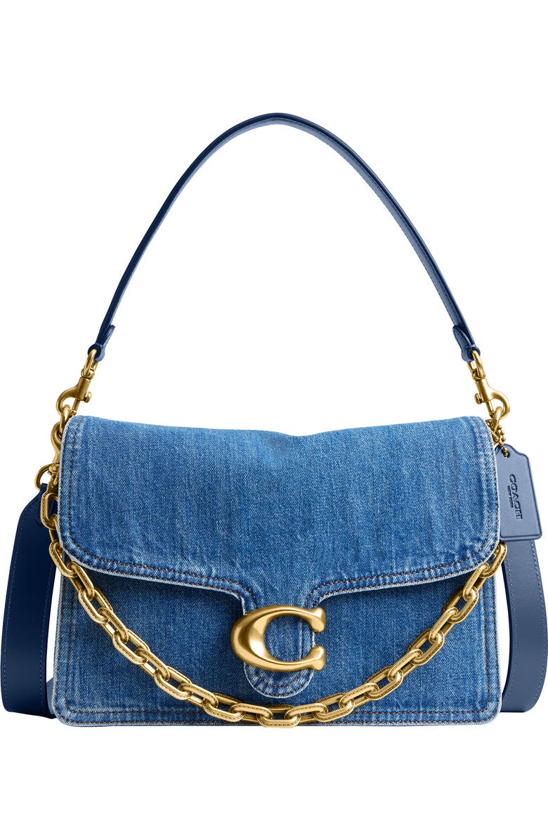 COACH Tabby Washed Denim Chain Shoulder Bag, Main, color,