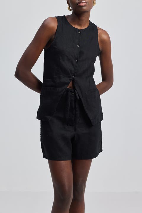 Hemp Vest Jacket in Black