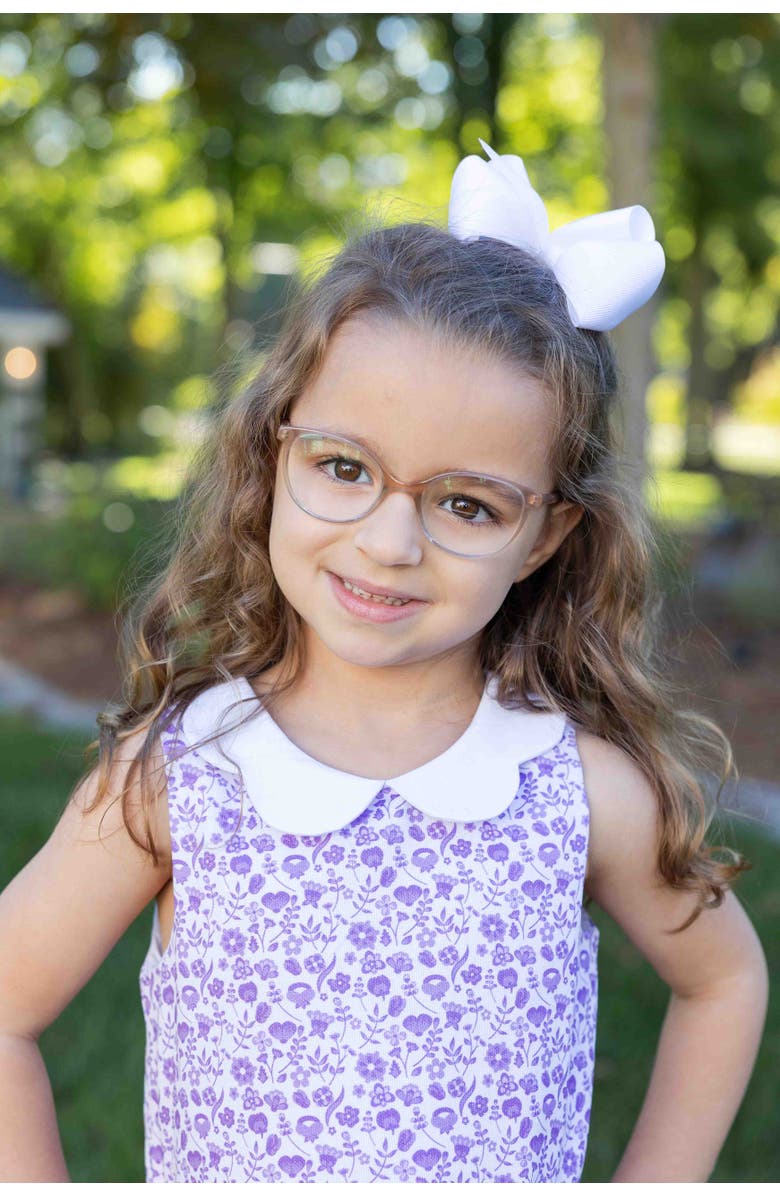 Florence Eiseman Printed Pique Dress with Flowers, Alternate, color, Lavender/White