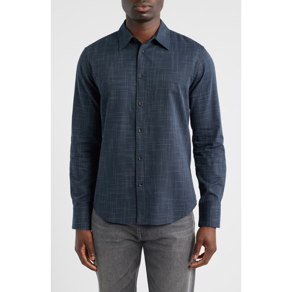Rag & Bone Tomlin Crosshatch Cotton Button-up Shirt In Blue