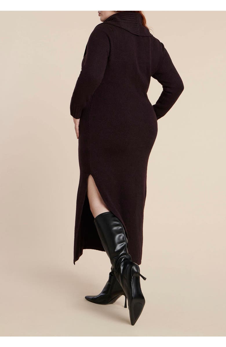ELOQUII Cowl Sweater Dress, Alternate, color, Deep Plum