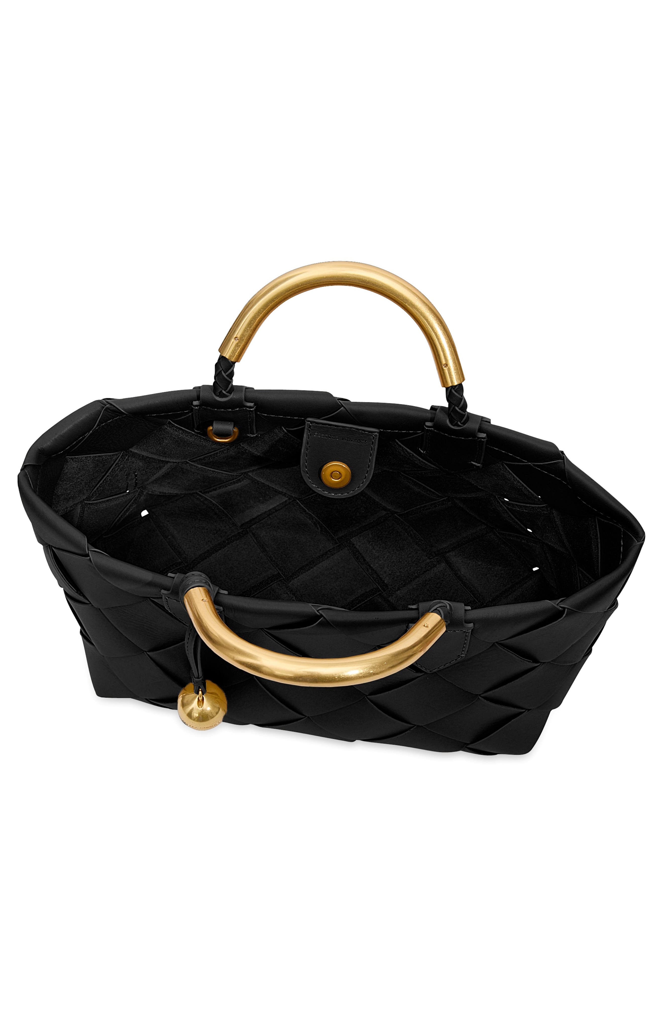 Rebecca Minkoff Mini Frankie Woven Leather Tote, Alternate, color, Black