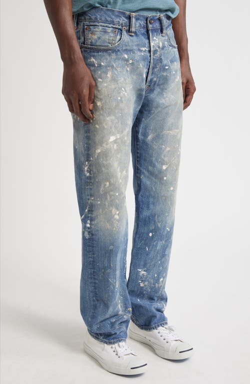 Double Rl Straight Fit Distressed Jeans In Blue