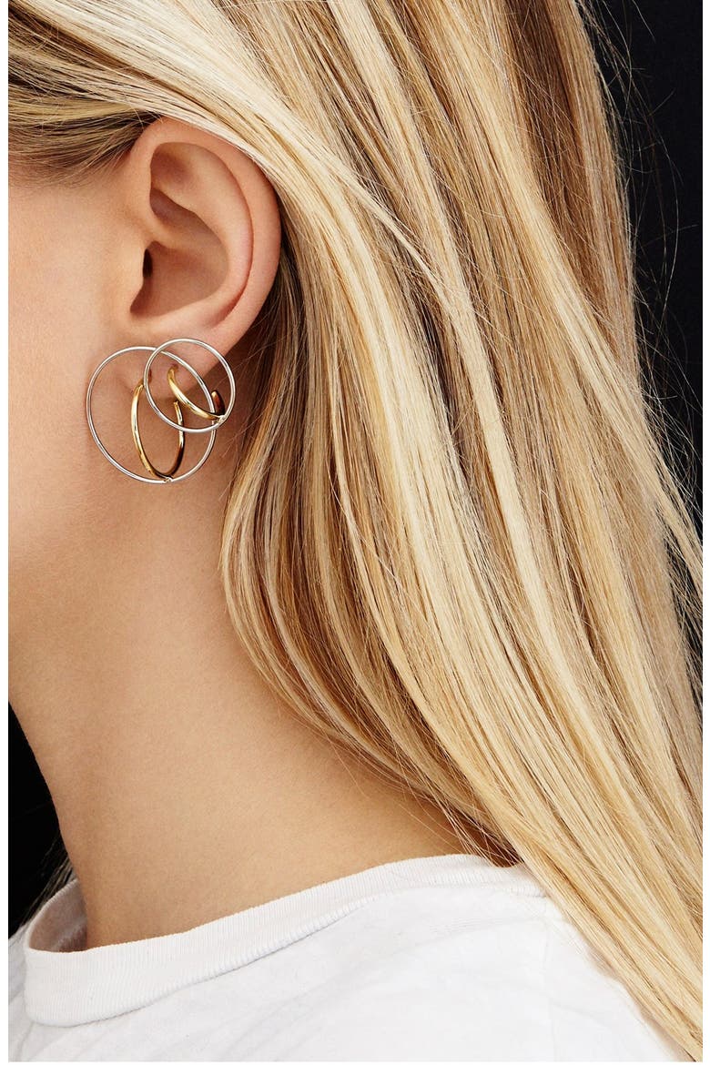 'Small Saturne' Earrings, Alternate, color, VERMEIL/ ARGENT