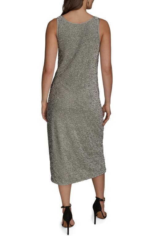 Donna Karan New York Beaded Sleeveless Midi Dress In Gray